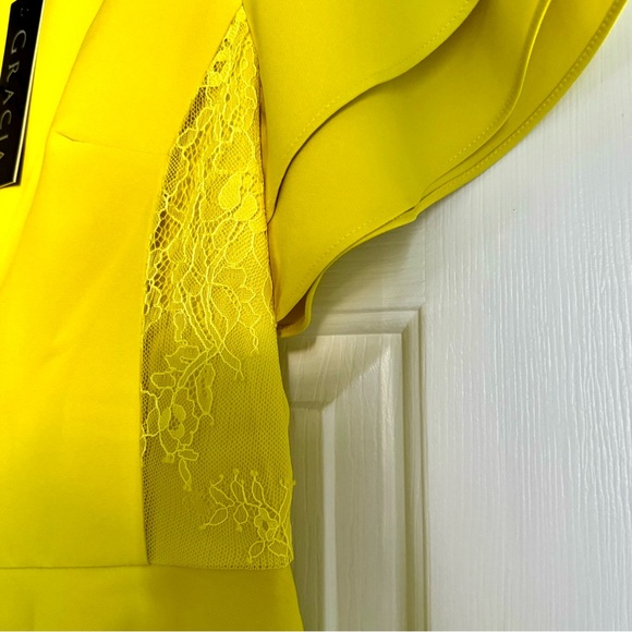 🔥NWT GRACIA PEPLUM TOP NEON YELLOW TOP🔥🔥 - Picture 5 of 9